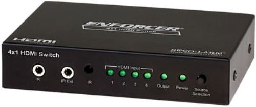 Seco-Larm MVS-AH41-01NQ ENFORCER HDMI Switch; Add four HDMI inputs to almost any high-definition TV or HDMI display; Supports up to 1080p resolution and 3D video; Individual status LEDs for each HDMI input; Switch will automatically select the active input for added convenience; Input video signal 5.0Vp-p (MVSAH4101NQ MVSAH41-01NQ MVS-AH4101NQ) 