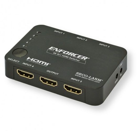 Seco-Larm MVS-AH51-01NQ HDMI Switchers with 5 HDMI Inputs, Black; UPC 676544017523 (SECOLARMMVSAH5101NQ SECOLARM MVS-AH51-01NQ SECOLARM MVSAH51-01NQ SECOLARM MVS AH51 01NQ SECOLARM MVSAH5101NQ SECOLARM MVS/AH51/01NQ)