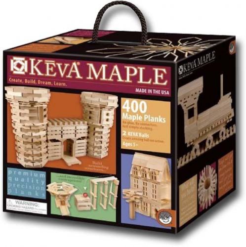 Mindware MW58078 Maple Plank, 400-Plank Set; No glue or connectors required; Choose maple over pine for higher quality, longer lasting wood made in the USA; This 400-plank set include full Keva instructions from Contraptions and Structures sets, as well as 2 balls; Ages 5+; UPC 736970580784 (MINDWAREMW58078 MINDWARE MW58078 MW 58078 MINDWARE-MW58078 MW-58078)