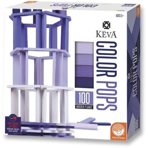 Mindware MW68541 KEVA, Color Pops: Purple; Construct colorful and creative works of art with KEVA Color Pops; Building with these precision-cut, quality-stained planks is an ideal way to experiment with balance and proportion, gain an interest in architecture and learn about color theory; Every KEVA plank is exactly the same size and perfectly balanced; UPC 889070593571 (MINDWAREMW68541 MINDWARE MW68541)