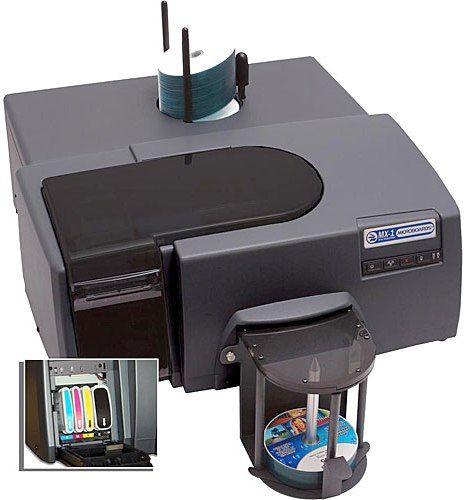 Microboards MX1-1000 Model MX-1 Disc Publisher, Integrated HP thermal inkjet technology, 4800 dpi printing resolution, As low as 9 cents per disc, full-color, full-coverage, 100-disc capacity, High-speed 18X DVD & 48X CD recording (MX11000 MX1 1000)