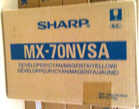 Sharp MX-70NVSA Developer (Yellow/Cyan/Magenta), Works with MX-5500N, MX-6200N and MX-7000N Multifunction Printers, Up to 100000 pages, New Genuine Original OEM Sharp Brand (MX70NVSA MX 70NVSA MX-70-NVSA MX-70NV-SA)