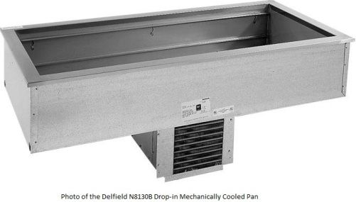 Delfield N8130B Drop-In Mechanically Cooled Pan, 4 Amps, 60 Hertz, 1 Phase, 115 Voltage, 460 Watts, Built-In Compressor Location, 1/5 HP Horsepower, Drop In Installation, Stainless Steel Material, 1 Number of Pans, Electric Power Type, 33 - 41 Degrees F Temperature Range, Fixed Temperature Settings, 17