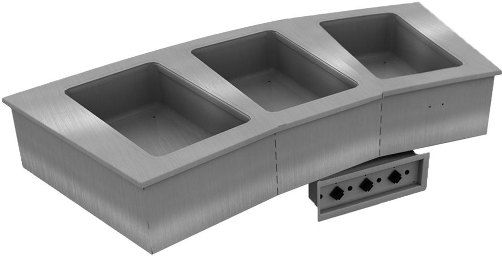 Delfield N8759-R Three Pan Drop-In Hot Food Well, 15 - 16 Amps, 60 Hertz, 1 Phase, 208-230 Voltage, 3,000 Watts Wattage, Infinite Control Type, Drain Feature, Drop In Installation Type, Stainless Steel / Galvanized Steel Material, 3 Number of Pans, Electric Power Type, Full Size Size, 14.50