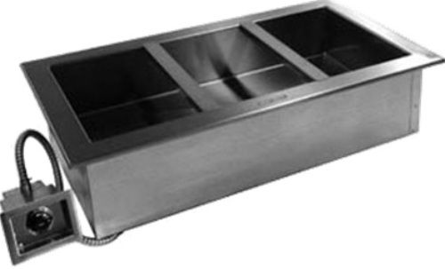 Delfield N8845 Three Pan Drop In Single Tank Hot Food Well, 15 - 16 Amps, 60 Hertz, 1 Phase, 208-230 Voltage, 3,000 - 3,600 Watts, Drop In Installation, Steel Material, 3 Number of Pans, Electric Power Type, Full Size Size, 44.63