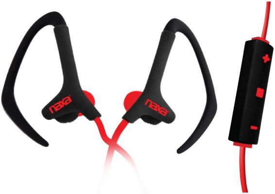 Naxa Electronics NE-936RED Neurale Series Wireless Sport Earphones, Red Color, Over-the-ear hooks keep everything in place, Dynamic 10mm neodymium drivers, In-line microphone and remote works with compatible smartphones, Flat ribbon cabling improves durability and resists tangles, Dimensions 3.54