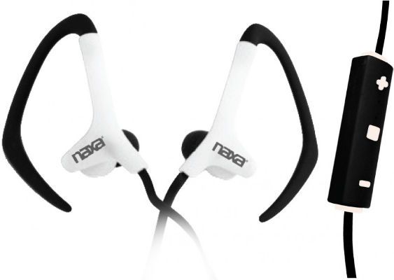 Naxa Electronics NE-936W Neurale Series Wireless Sport Earphones, White Color, Over-the-ear hooks keep everything in place, Dynamic 10mm neodymium drivers, In-line microphone and remote works with compatible smartphones, Flat ribbon cabling improves durability and resists tangles, Dimensions 3.54