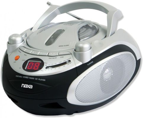 Naxa Electronics NPB-245 Portable CD Player and AM/FM Stereo Radio, Silver Color; Plays CD and CD-R/RW discs; AM/FM radio; 3.5mm AUX audio input for smartphones, iPods, and other audio devices; Dimensions 9