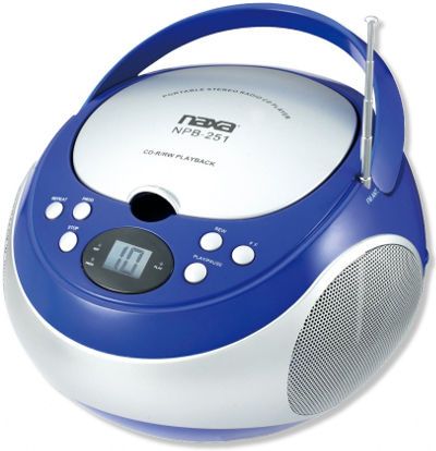 Naxa Electronics NPB-251BLU Portable CD Player with AM/FM Stereo Radio, Blue Color, Plays CD and CD-R/RW discs, AM/FM radio, 3.5mm AUX audio input, Dimensions 9