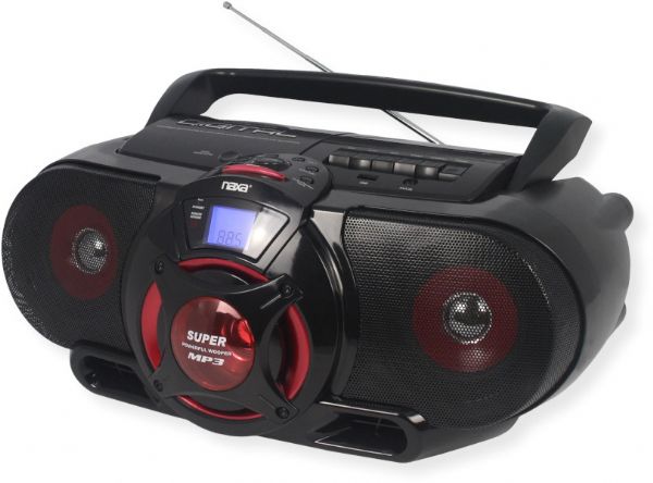 Naxa NPB-273 Portable Bluetooth MP3/CD AM/FM Stereo Radio Cassette Player/Recorder with Subwoofer and USB Input; A modern CD/cassette boombox with Bluetooth, USB, & MP3 playback; Stream music wirelessly from Bluetooth enabled devices; Plays CD, CD-R/RW, and MP3 discs; Dimensions 18