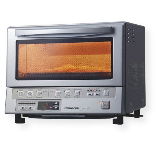 Panasonic Home Appliances NB-G110P FlashXpress Toaster Oven with Double Infrared Heating; Silver; FlashXpress instant-on heat eliminates preheating for quicker cooking; Double Infrared Heating (Quartz and Ceramic) produces temperatures of 250F  500F to cook up to 40 percent faster than conventional toaster ovens; UPC 885170092761 (NB-G110P NBG110P NB-G110P-PANASONIC NBG110P-PANASONIC NB-G110P-OVEN  NB-G110P-TOASTER)