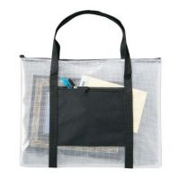 Alvin NBH1013 NBH Deluxe Series Deluxe Mesh Bag 10" x 13"; Ideal for drafting kits, drawings, artwork, documents, and much more, these bags offer visibility and protection; Durable see-through vinyl is reinforced with mesh webbing for strength; Features a zippered top, nylon carry handles, and an exterior black nylon zippered pocket that's perfect for smaller items; .75" wide gusset; UPC 088354801276 (ALVINNBH1013 ALVIN-NBH1013 NBH-DELUXE-SERIES-NBH1013 DRAFTING ORGANIZING) 