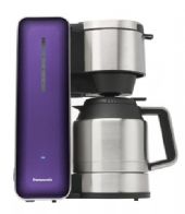 Panasonic NC-ZF1V Coffee Maker with High Quality Stainless Steel & Glass Finish, Violet, Violet Color, Stainless & Transparent Glass Main Unit Material, 8 Cup Capacity, Electric Button Operation Method, Transparent illumination (Blue) Electricity display, Stainless Keep Warm Carafe, non-detachable Water Tank, Filter (paperless), Drip Stopper, (Unit) Water Level gauge, Aroma Selector, Auto Shut Off, 10 1/2 Width, 13 5/8 Height, UPC 885170105270 (NCZF1V NC-ZF1V) 