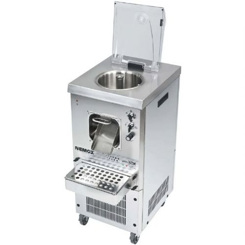 NEMOX 38151 Gelato-Ice Cream Machine, 12K, 17 Quart Bowl Capacity, Stainless Steel Brushed Finish; Production Time and quantity:10-15 min and 4.2 qts; Hourly Output: 17 quarts/hour or 4.5 gallons/hour or 12 kg; Inverter paddle motor system ( 60 to 130 rpm); Front product extraction right into the pan; Full Stainless Steel Construction; 120V/60 Hz Single Phase, 1300W; UPC: 725182381517 (NEMOX38151 NEMOX 38151 GELATO ICE CREAM MAKER MACHINE) 