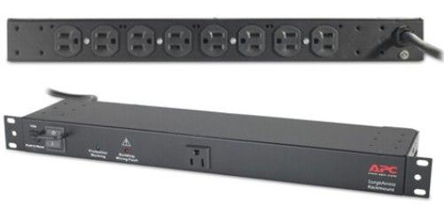 APC American Power Conversion NET9RMBLK Black Rackmount SurgeArrest 9 Outlet 120V, Protection Working Indicator, Catastrophic Event Protection, Noise Filtering, Building Wiring Fault Indicator, Cord management, Lightning and Surge Protection, IEEE let-through rating and UL 1449 compliance, Surge energy rating 1700 Joules EMI/RFI (NET-9RMBLK NET 9RMBLK NET9RM-BLK NET9RM)