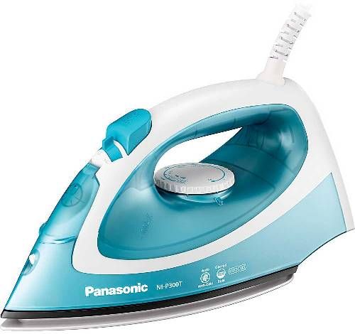 Panasonic NI-P300T Steam Circulating Iron, Blue with White; 6.8 oz. Water Tank Capacity; Easily minimize tugs and snags with a curved, non-stick titanium-coated soleplate; Quickly generate the perfect level of steam with adjustable settings; Iron more efficiently with 1500W power and easy-dial precision temperature control; UPC 885170227026 (NIP300T NI P300T NIP-300T)