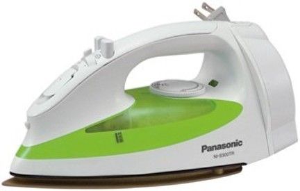 Panasonic NI-S300TR Steam Iron with Curved Titanium-Coated Soleplate, 1200-watt iron with titanium-coated curved soleplate, Adjustable temperature and steam settings, Jet-of-steam function, Push-button spray mist, 3-way automatic shut-off, 6-ounce water tank, White/Green Color (NI S300TR NIS300TR)