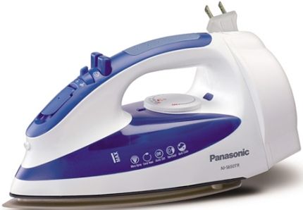 Panasonic NI-S650TR Steam Dry Iron with Titanium Soleplates, 1200-watt iron with titanium-coated curved soleplate, Adjustable temperature and steam settings, Jet-of-steam function, Push-button spray mist, 3-way automatic shut-off, 6-ounce water tank, White/Blue Color (NI S650TR NIS650TR)