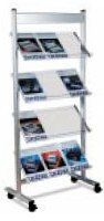 Axcess NKN6313 Acrylic Mobile Literature Display, 3 Wide, 4 Shelf, Silver (NKN-6313 NKN 6313 NK-N6313 NPSG)