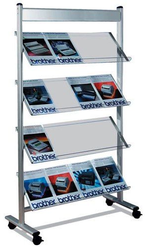 Axcess NKN6315 Acrylic Mobile Literature Display, 4 Wide, 4 Shelf, Silver (NKN-6315 NKN 6315 NK-N6315 NPSG)