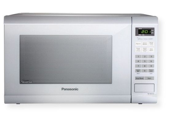 Panasonic NN-SN651W Family-Size Microwave Oven with Inverter Technology, White, 1.2 cu. ft. Capacity, 1200 Watt High Power, Green 4-Digit Display, 13-1/2
