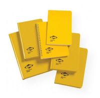 Alvin NP430 Field Book 4.625" x 7.25"; Field book covers are extra stiff, and a high visibility yellow color, completely protected by a waterproof barrier with blind embossing; Pages are white ledger paper specially formulated for maximum archival service, ease of erasure, and protected by a waterresistant surface sizing; 4.625" x 7.25" page size, 32 sheets, 64 pages, sewn/perfect bound; UPC 088354805564 (ALVINNP430 ALVIN-NP430 ALVIN/NP430 OFFICE) 