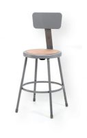 National Public Seating Corp 6218B Stool with Adjustable 31" to 33" Backrest; Seat is a full 14" diameter with 11.5" diameter Masonite hardboard recessed into the pan with eight rivets and will not chip or crack; Dimensions 14 x 14 x 31 inches; Shipping Weight 15.8 lbs (NP6218B NP-6218B NP6218-B 6218-B ALVIN OFFICE FURNITURE CHAIR WOOD) 
