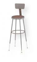National Public Seating Corp 6224B Stool with Adjustable 37" to 39" Backrest; Seat is a full 14" diameter with 11.5" diameter Masonite hardboard recessed into the pan with eight rivets and will not chip or crack; Dimensions 15 x 15 x 37 inches; Shipping Weight 17 lbs (NP6224B NP-6224B NP6224-B 6224-B ALVIN OFFICE FURNITURE CHAIR WOOD) 