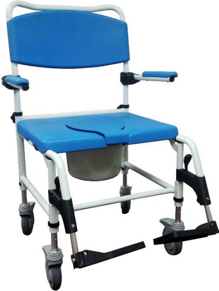 Drive Medical NRS185008 Aluminum Bariatric Rehab Shower Commode Chair with Two Rear-Locking Casters, 4 Number of Wheels, 5