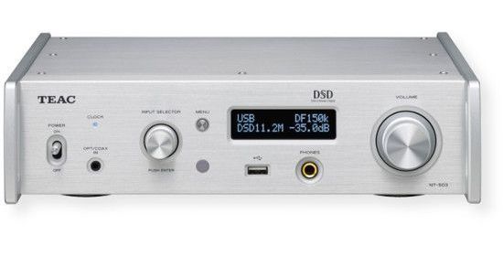 TEAC NT503S Network Player; Silver; USB DAC supporting 11.2MHz DSD Native Playback and 32-bit/384kHz PCM, from PC via a single USB Cable; 5.6MHz DSD and 24-bit/192kHz WAV/FLAC Streaming Playback via LAN; 5.6MHz DSD and 24-bit/192kHz WAV/FLAC Playback from USB Flash Memory; High quality Wireless Playback via Bluetooth supporting aptX, AAC and SBC Codec; UPC 043774031504 (NT503S NT503-S NT503SNETWORKPLAYER NT503S-NETWORKPLAYER NT503STEAC NT503S-TEAC)   
