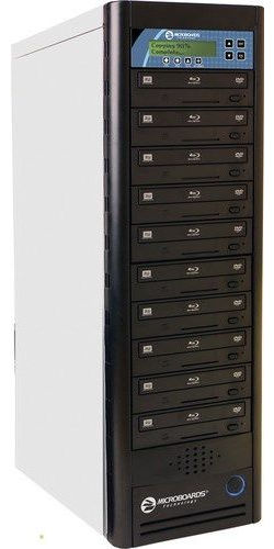 Microboards NT BDPRV3-10 Networkable CopyWriter Pro CD/DVD Blu-ray Tower Duplicator, 1-to-10 Tower, Built-in 500 GB hard drive, 8X Blu-ray/24X DVD/48X CD Burn Speed, Image Burn & network drivers Software, Copy + Verify Verification,Operable over network from any PC, Transfer files to burn directly to built-in tower hard drive, UPC 678621030883 (NTBDPRV310 NT-BDPRV3-10 NTBDPRV3-10 15509)