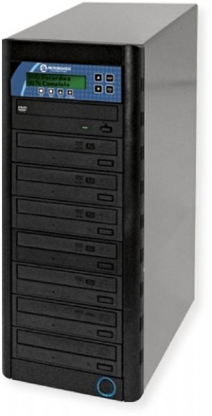 Microboards NT DVDPRM PRO7 Networkable CopyWriter Pro Tower CD/DVD Duplicator, Network Data Source, 7 Disk Capacity, 7x DVD/CD Write Drive Configurations, Manual Disk Loading Method, CD, DVD Disc Types, LCD Interface Interface, 22x DVD and 48x CD Duplication Write Speed, 1x USB and 1x RJ-45 Connectors, Internal 250GB hard drive gives you ample space to store frequently-used disc images (NT DVDPRM PRO7 NT-DVDPRM-PRO7 NTDVDPRMPRO7)