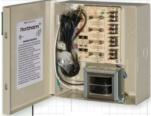 Northern NTH-AC811UL Power Supply, 8 Cam, 24VAC, 4.16 Amps, Replaces AC8-1-1 & Arm Electronics AC811UL & BTR-AC811UL, Replaceable Glass Fuses, Heavy Duty Beige Color Painted Metal Cabinet, Removable Front Door for Easy Access, Keylock Assembly with 2 Keys Included, Class II UL Listed, 1/2