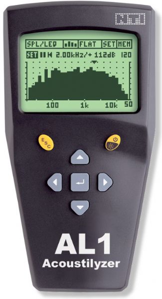 NTI Audio 600000080 AL1 Acoustilyzer Compact Acoustical Analyzer, Black Matte Color; Sound Level Meter; Real Time Analyzer; Reverberation Time RT60; Speech Intelligibility STIPA; Zoom FFT, Delay, THD+N; Class 0 design; Long Battery Life more than 16 hours; Dimensions 6.4