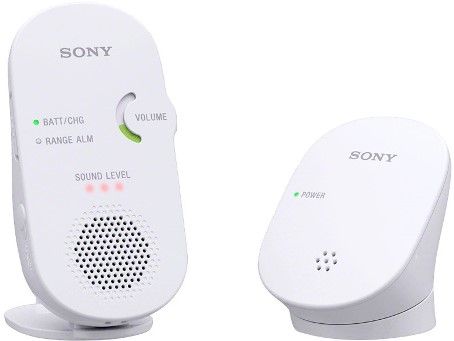 Sony NTM-DA1 Digital Audio Baby Monitor, White, 2.4 GHz digital broadcast with auto channel select delivers crystal clear audio up to 900 ft (270 m), Warning Alarms, Water Resistant, Voice-Activated Receiver, Sound Sensitive LEDs, Rechargeable Battery, Convenient Belt-Clip and Stand, Mounting Flexibility, UPC 027242863798 (NTMDA1 NTM DA1 NT-MDA1)