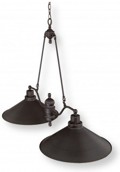 Satco NUVO 60-1703 Two-Light Island Pendant Light Fixture in Mission Dust Bronze Finish and Metal Shade, Bridgeview Collection; 120 Volts, 60 Watts; Incandescent lamp type; Type A19 Bulb; Bulb not included; UL Listed; Dry Location Safety Rating; 48-Inch Chain; Dimensions Length 16 Inches X Height 28 Inches X Width 40 Inches; Weight 5.00 Pounds; UPC 045923617034 (SATCO NUVO601703 SATCO NUVO60-1703 SATCONUVO 60-1703 SATCONUVO60-1703 SATCO NUVO 601703 SATCO NUVO 60 1703)
