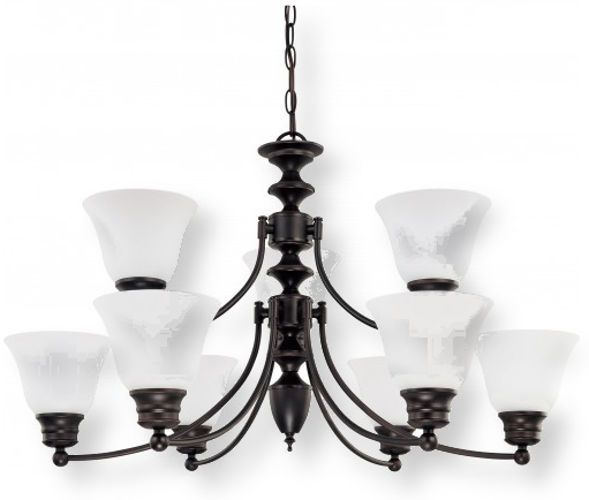 NUVO603171Satco NUVO 60-3171 Nine-Light Mahogany Bronze Chandelier with Frosted White Glass Shades, Empire Collection; 120 Volts, 60 Watts; Incandescent lamp type; Type A19 Bulb; Bulb not included; UL Listed; Dry Location Safety Rating; Dimensions Height 18 Inches X Width 32 Inches; 72 Inch Chain; Weight 10.00 Pounds; UPC 045923631719 (SATCO NUVO603171 SATCO NUVO60-3171 SATCONUVO 60-3171 SATCONUVO60-3171 SATCO NUVO 603171 SATCO NUVO 60 3171)