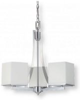 Satco NUVO 60-4085 Three-Light Chandelier in Polished Chrome Finish with White Satin Glass Shades, Bento Collection; 120 Volts, 60 Watts; Incandescent lamp type; Type A19 Bulb; Bulbs not included; UL Listed; Dry Location Safety Rating; Dimensions Height 21 Inches X Width 20.25 Inches; Chain 48 Inches; Weight 9.00 Pounds; UPC 045923640858 (SATCO NUVO604085 SATCO NUVO60-4085 SATCONUVO 60-4085 SATCONUVO60-4085 SATCO NUVO 604085 SATCO NUVO 60 4085) 
