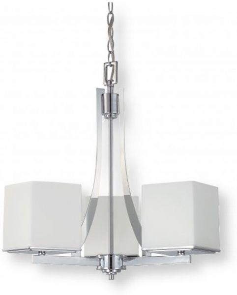 Satco NUVO 60-4085 Three-Light Chandelier in Polished Chrome Finish with White Satin Glass Shades, Bento Collection; 120 Volts, 60 Watts; Incandescent lamp type; Type A19 Bulb; Bulbs not included; UL Listed; Dry Location Safety Rating; Dimensions Height 21 Inches X Width 20.25 Inches; Chain 48 Inches; Weight 9.00 Pounds; UPC 045923640858 (SATCO NUVO604085 SATCO NUVO60-4085 SATCONUVO 60-4085 SATCONUVO60-4085 SATCO NUVO 604085 SATCO NUVO 60 4085)