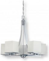 Satco NUVO 60-4086 Five-Light Chandelier in Polished Chrome Finish with White Satin Glass Shades, Bento Collection; 120 Volts, 60 Watts; Incandescent lamp type; Type A19 Bulb; Bulbs not included; UL Listed; Dry Location Safety Rating; Dimensions Height 24.75 Inches X Width 25.75 Inches; Chain 48 Inches; Weight 9.00 Pounds; UPC 045923640865 (SATCO NUVO604086 SATCO NUVO60-4086 SATCONUVO 60-4086 SATCONUVO60-4086 SATCO NUVO 604086 SATCO NUVO 60 4086) 