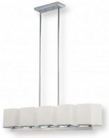 Satco NUVO 60-4091 Five-Light Island Pendant in Polished Chrome Finish with White Satin Glass Shades, Bento Collection; 120 Volts, 60 Watts; Incandescent lamp type; Type A19 Bulb; Bulbs not included; UL Listed; Dry Location Safety Rating; Dimensions Height 42 Inches X Width 5.625 Inches X Length 37.5 Inches; Weight 9.00 Pounds; UPC 045923640919 (SATCO NUVO604091 SATCO NUVO60-4091 SATCONUVO 60-4091 SATCONUVO60-4091 SATCO NUVO 604091 SATCO NUVO 60 4091) 
