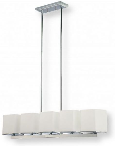 Satco NUVO 60-4091 Five-Light Island Pendant in Polished Chrome Finish with White Satin Glass Shades, Bento Collection; 120 Volts, 60 Watts; Incandescent lamp type; Type A19 Bulb; Bulbs not included; UL Listed; Dry Location Safety Rating; Dimensions Height 42 Inches X Width 5.625 Inches X Length 37.5 Inches; Weight 9.00 Pounds; UPC 045923640919 (SATCO NUVO604091 SATCO NUVO60-4091 SATCONUVO 60-4091 SATCONUVO60-4091 SATCO NUVO 604091 SATCO NUVO 60 4091)