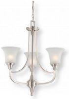 Satco NUVO 60-4145 Three-Light Chandelier in Brushed Nickel and Frosted Glass Shades, Surrey Collection; 120 Volts, 60 Watts; Incandescent lamp type; Type A19 Bulb; Bulbs not included; UL Listed; Dry Location Safety Rating; Dimensions Height 24 Inches X Width 21.75 Inches; Chain 48 Inches; Weight 6.00 Pounds; UPC 045923641459 (SATCO NUVO604145 SATCO NUVO60-4145 SATCONUVO 60-4145 SATCONUVO60-4145 SATCO NUVO 604145 SATCO NUVO 60 4145) 