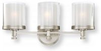Satco NUVO 60-4643 Three-Light Vanity Light Fixture in Brushed Nickel Finish with Clear Outer and Frosted Inner Glass Shades, Decker Collection; 120 Volts, 100 Watts; Incandescent lamp type; Type A19 Bulb; Bulb not included; UL Listed; Damp Location Safety Rating; Dimensions Height 10.25 Inches X Width 21.75 Inches X Depth 6.75 Inches; Weight 6.00 Pounds; UPC 045923646430 (SATCO NUVO604643 SATCO NUVO60-4643 SATCONUVO 60-4643 SATCONUVO60-4643 SATCO NUVO 604643 SATCO NUVO 60 4643) 