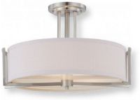 Satco NUVO 60-4758 Three-Light Semi Flush Mount Ceiling Light Fixture in Brushed Nickel with Slate Gray Fabric Shades, Gemini Collection; 120 Volts, 60 Watts; Incandescent lamp type; Type A19 Bulb; Bulb not included; UL Listed; Dry Location Safety Rating; Dimensions Height 12.25 Inches X Width 18.375 Inches; Weight 6.00 Pounds; UPC 045923647581 (SATCO NUVO604758 SATCO NUVO60-4758 SATCONUVO 60-4758 SATCONUVO60-4758 SATCO NUVO 604758 SATCO NUVO 60 4758) 