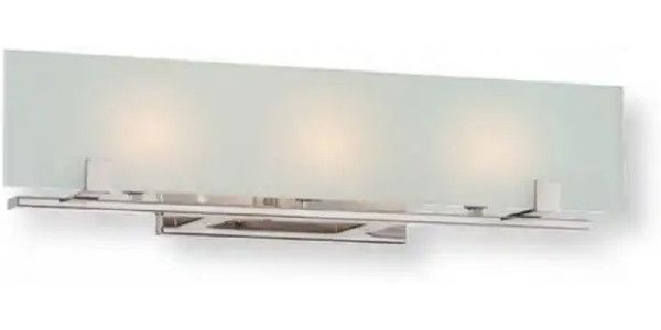 Satco NUVO 60-5177 Three-Light Halogen Vanity Light Fixture in Polished Nickel with Frosted Glass Shade, Lynne Collection; 120 Volts, 60 Watts; Halogen lamp type; Type G9 Bulb; Bulb included; UL Listed; Damp Location Safety Rating; Dimensions Height 5.75 Inches X Width 24 Inches X Depth 5 Inches; Weight 4.00 Pounds; UPC 045923651779 (SATCO NUVO605177 SATCO NUVO60-5177 SATCONUVO 60-5177 SATCONUVO60-5177 SATCO NUVO 605177 SATCO NUVO 60 5177)