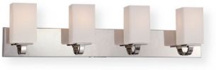 Satco NUVO 60-5184 Four-Light Vanity Light Fixture in Polished Nickel with Etched Opal Glass Shade, Vista Collection; 120 Volts, 100 Watts; Incandescent lamp type; Type A19 Bulb; Bulb not included; UL Listed; Damp Location Safety Rating; Dimensions Height 8 Inches X Width 32.375 Inches X Depth 5.375 Inches; Weight 4.00 Pounds; UPC 045923651847 (SATCO NUVO605184 SATCO NUVO60-5184 SATCONUVO 60-5184 SATCONUVO60-5184 SATCO NUVO 605184 SATCO NUVO 60 5184) 