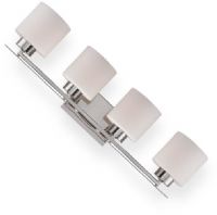 Satco NUVO 60-5204 Four-Light Vanity Light Fixture in Polished Nickel with Etched Opal Glass Shade, Parallel Collection; 120 Volts, 100 Watts; Incandescent lamp type; Type A19 Bulb; Bulb not included; UL Listed; Damp Location Safety Rating; Dimensions Height 7.75 Inches X Width 29 Inches X Depth 8.75 Inches; Weight 4.00 Pounds; UPC 045923652042 (SATCO NUVO605204 SATCO NUVO60-5204 SATCONUVO 60-5204 SATCONUVO60-5204 SATCO NUVO 605204 SATCO NUVO 60 5204) 