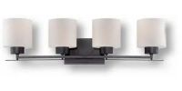 Satco NUVO 60-5304 Four-Light Wall Mounted Vanity Light in Aged Bronze Finish with Etched Opal Glass Shades, Parallel Collection; 120 Volts, 100 Watts; Incandescent lamp type; Type A19 Bulb; Bulb not included; UL Listed; Damp Location Safety Rating; Dimensions Height 7.75 Inches X Width 29 Inches X Depth 8.75 Inches; Weight 4.00 Pounds; UPC 045923653049 (SATCO NUVO605304 SATCO NUVO60-5304 SATCONUVO 60-5304 SATCONUVO60-5304 SATCO NUVO 605304 SATCO NUVO 60 5304) 