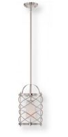 Satco NUVO 60-5332 One-Light Mini Pendant Light Fixture in Brushed Nickel with Etched Opal Glass Shades, Ginger Collection; 120 Volts, 100 Watts; Incandescent lamp type; Type A19 Bulb; Bulb not included; UL Listed; Dry Location Safety Rating; Dimensions Height 51.75 Inches X Width 8 Inches; Weight 6.00 Pounds; UPC 045923653322 (SATCO NUVO605332 SATCO NUVO60-5332 SATCONUVO 60-5332 SATCONUVO60-5332 SATCO NUVO 605332 SATCO NUVO 60 5332) 